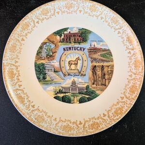 Kentucky Souvenir Plate with Gold Accents